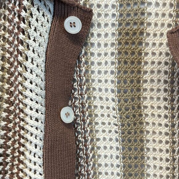 MASSIVE Luxury Men’s Small Knit Crocheted Sweater Polo Shirt Grandpa Resort NWT - Picture 12 of 15